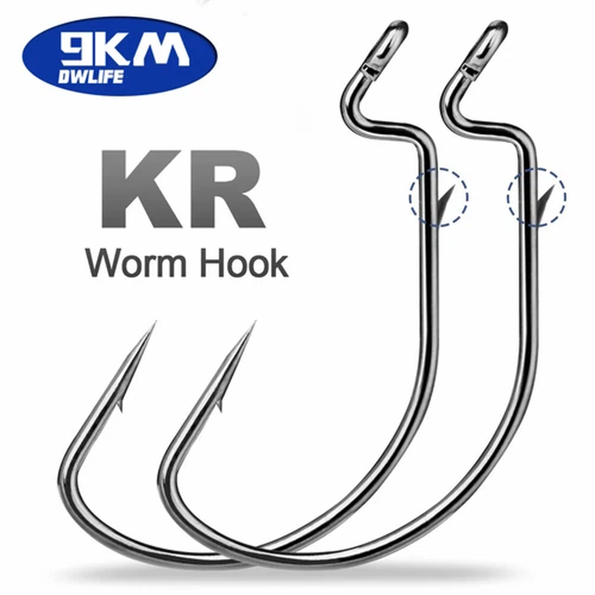 25~100Pcs KR Worm Hooks Soft Plastic Hook barbed Bass Hook Wide Gap Fishing Hook
