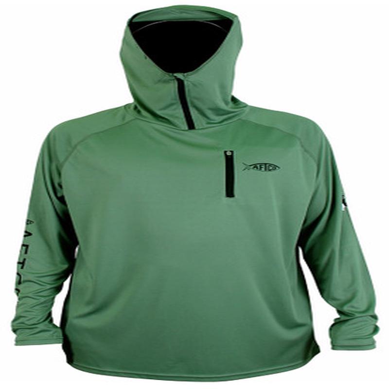 Aftco Jason Christie Performance Hooded Long Sleeve Shirt – Olive – L